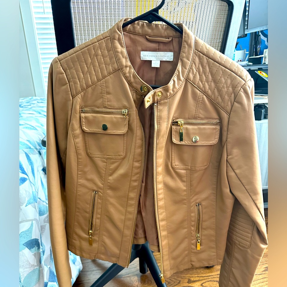 New York and Company Tan Moto Jacket